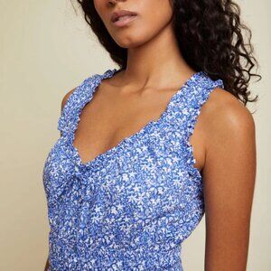 Nation LTD Nanette Ruffle Dress, Mykonos (blue floral), size S, NWOT